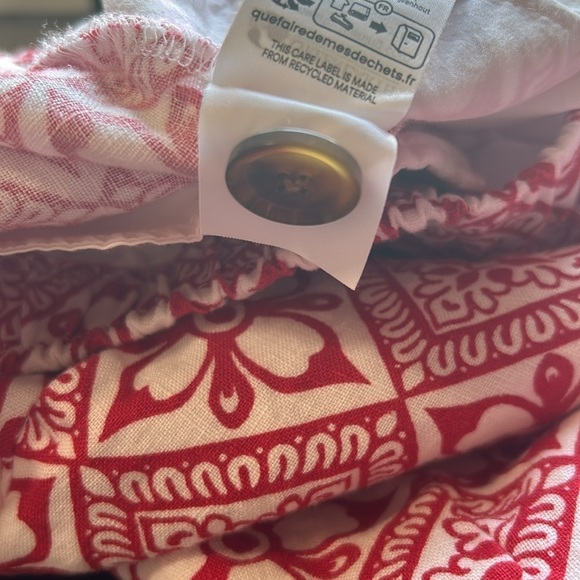 BODEN PULL ON LINEN TROUSER Pant Poinsettia Red Block Pome Mid Rise Sz 10 - Picture 14 of 16